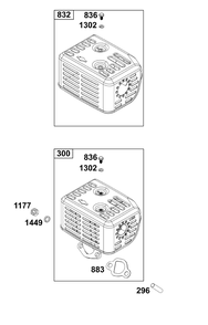 Exhaust Group Diagram and Parts List for 106232-0058-H5 100000 - 19Z999 Briggs and Stratton Engine